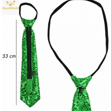 Epilons Mey Ithalat® Yeşil Renk Pul Payetli Işıltılı Parti Kravatı 33 cm