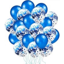Feyza Design Mavi Konfetili Balon Seti - 20 Adet Hobi ve Parti Malzemeleri