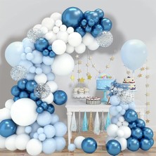 Feyza Design 51’li Gök Yüzü Işıltısı Balon Seti – Mavi & Gümüş Renkli