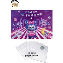 Glanart A4 Boy Çıt Çıt  Ödev Dosyası +10\' Lu Poşet Dosya  Baby Family Hello