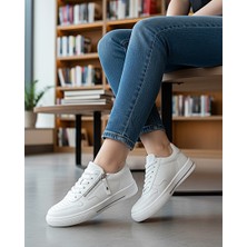 KAFKASLAR AYAKKABI Yeni Model Fermuarlı Düz Taban Sneaker Kadın Spor Ayakkabı