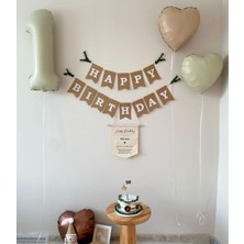 Feyza Design 1 Yaş Retro Krem Tonlar Parti Seti - 4 Parça Balonlar