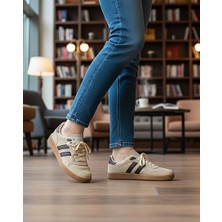 KAFKASLAR AYAKKABI Yeni Model Düz Taban Sneaker Kum Renk Kadın Spor Ayakkabı