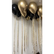 Feyza Design 5 Krom Gold + 5 Siyah Balon Seti – Parti ve Doğum Günü Dekorasyonu