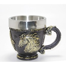 Twin Store 3D Kabartmalı At Büstü Paslanmaz Çelik Kupa Bardak