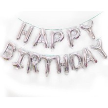 Feyza Design Gümüş Renkli Folyo Balon Doğum Günü ve Partiler Için