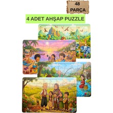 Ahşap Puzzle 4'lü Set Eğitici Yapboz Çoklu Puzzle