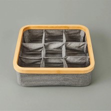 Arow 9 Bölmeli Katlanabilir Sepet Gri 30X30 cm 4 Adet