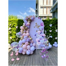 Feyza Design Renkli Balon Seti 45'li, Doğum Günü Kelebek Temalı, Eğlenceli Dekorasyon