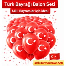 Feyza Design 30 Adet Türk Bayraklı Kırmızı Balon - 23 Nisan, 29 Ekim, 19 Mayıs
