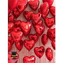 Feyza Design Küçük Kırmızı Kalp Folyo Balon Seti 5 Adet - Doğum Günü ve Bride To Be
