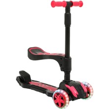 Özbience LED Işıklı Oturaklı Pembe Scooter, Eğlence ve Konfor Bir Arada