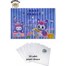 Glanart A4 Boy Çıt Çıt  Ödev Dosyası +10\' Lu Poşet Dosya  Baby Family