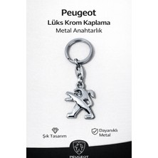 SAVEK Yüksek Kaliteli Peugeot Logolu Lüks Krom Kaplama Oto Anahtarlık Şık Hediyelik Araç Aksesuar