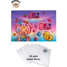 Glanart A4 Boy Çıt Çıt  Ödev Dosyası +10\' Lu Poşet Dosya  Baby Time Gökkuşağı