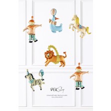 Feyza Design Renkli 6'lı Folyo Balon Seti, Sirk Temalı Doğum Günü Dekoru