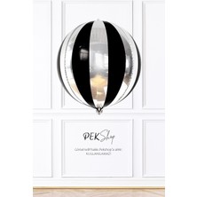 Feyza Design 22 Inç Siyah Gümüş Disko Topu Folyo Balon Çok Renkli