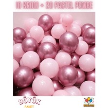 Feyza Design Krom Pembe ve Pastel Pembe 30’lu Balon Seti | Parti Süsleme