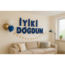 Feyza Design Iyi Ki Doğdun Yazılı Mavi Folyo Balon 40CM 16inç