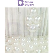 Feyza Design 40 Adet Beyaz Sedefli Metalik Balon - Parlak ve Şık Dekorasyon