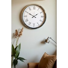 Epilons Mey Ithalat® Roma Zarafeti Krom 52 cm Metal Duvar Saati