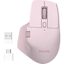Philips SPK7858 Bluetooth Kablosuz Çift Modlu 4000DPI 7 Tuşlu Optik Sessiz Mouse Pembe