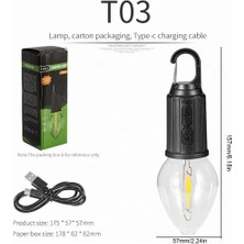 LTG Nova Rustik Taşınabilir Şarjlı Tasarruflu Ampul 10W LED Lamba Type-C Şarj Askılı Asma Aydınlatma T03