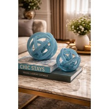 Velora Living Knot Mavi Dekoratif Obje 2’li Set – Modern Düğüm Tasarım Biblo (20 cm & 16 Cm)