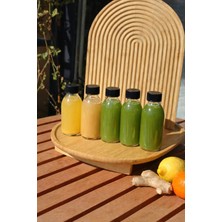 Qualitev 5 Adet 125 ml Cam Şişe Şeffaf Kilitli Sızdırmaz Siyah Kapaklı Meyve Suyu Detox