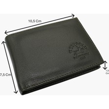 Westpolo Hakiki Deri Kağıt Para ve Bol Şeffaf Kart Bölmeli Unisex Kartlık - Haki