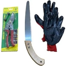 Mobilreyon Bağ Bahçe Bakım Budama Kesme Seti Budama Makası -Testere- Eldiven 3 Parça Set