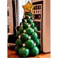 Feyza Design 50 Adet Koyu Yeşil Balon Yılbaşı Ağacı