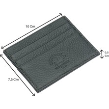 Westpolo Hakiki Deri Slim Ince Unisex Kartlık - Haki