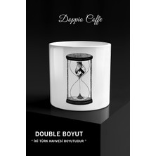 Feyza Design Kum Saati Temalı Çift Yönlü Seramik Kupa - Beyaz