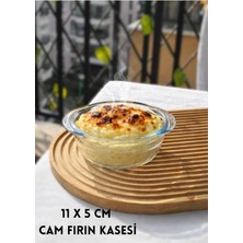 Qualitev 1 Adet Cam Fırın Kasesi Borline Meze Tabağı Yuvarlak Kase 11X5 cm