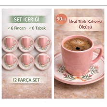 Keramika 6 Kişilik Türk Kahvesi Fincanı Takımı,12 Parça,90 ml Seramik Set,mikrodalga/bulaşık Makinesine Uygun