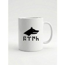 North Whiskers "türk" Yazılı ve Bozkurt Tasarımlı Porselen Kupa Bardak - Çift Taraflı Baskı