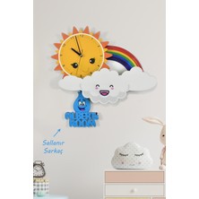 About The Perfect Sevimli Bulut Güneş ve Gökkuşağı Çocuk Odası Ahşap Duvar Saati