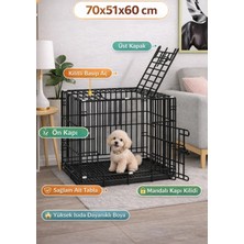 Kedi Köpek Kafesi Metal Katlanabilir Tepsili 70X51X60