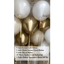 Feyza Design Bride To Be 5 Krom Gold 5 Deniz Kumu 5 Beyaz Balon Seti
