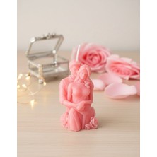 KIKIBELLA Kıkıbella Sevgiliye Özel Mavi Sarılan Çift Tasarım Mum - Çiçek Detaylı El Işçiliği Dekoratif Hediyelik - 8 cm Sanatsal Mum