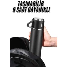 GIGA Termos Seti 3'lü Bardak Seti Isı Dayanıklı Siyah Paslanmaz Çelik Vakumlu