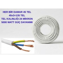 İNWATT 25 Metre Kaynak Makinesi,elektrikli Araç, Klima, Isıtıcı Elektrik Uzatma Ara Kablosu 3x2.5 Beyaz