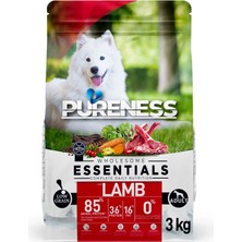 PURENESS Az Tahıllı Kuzu Etli Yetişkin Kuru Köpek Maması 3 KG %85 Hayvansal Protein Hassas Sindirim Hidrolize Protein Glukozamin & Kondroitin Eklem Sağlığı Koku Kontrolü Omega 3-6 Biotin Tüm Irklar