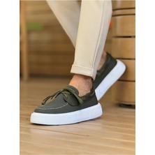 Roof Atelier Erkek Haki Triko Kalın Taban Loafer Ayakkabı - 2602 - Triko
