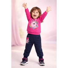 Almira Anne Bebek Kız Çocuklar Için Unicorn Desenli Takım Pembe Lacivert Renkli