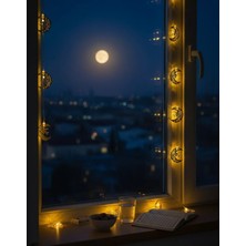 GIGA Ramazan Minare Detaylı Hilal LED Işık Günışığı Sarı Metal Süs