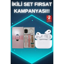 GIGA 3 Kordonlu Pembe Amoled Ekran Akıllı Saat ve Yeni Nesil Pro Kablosuz Bluetooth Kulaklık Anc/enc