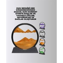 GIGA Rahatlatıcı Kum Sanatı – Yuvarlak Cam Çerçeveli Hareketli Kum Resmi, Ofis ve Ev Için Etkile