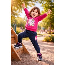 Almira Anne Bebek Rahat Kız Çocuk Takım Pembe Lacivert Unicorn Desenli